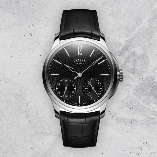 Czapek Quai des Bergues 40.5mm No. 17 Double Soleil Tuxedo Black (In-stock - Ships Now)