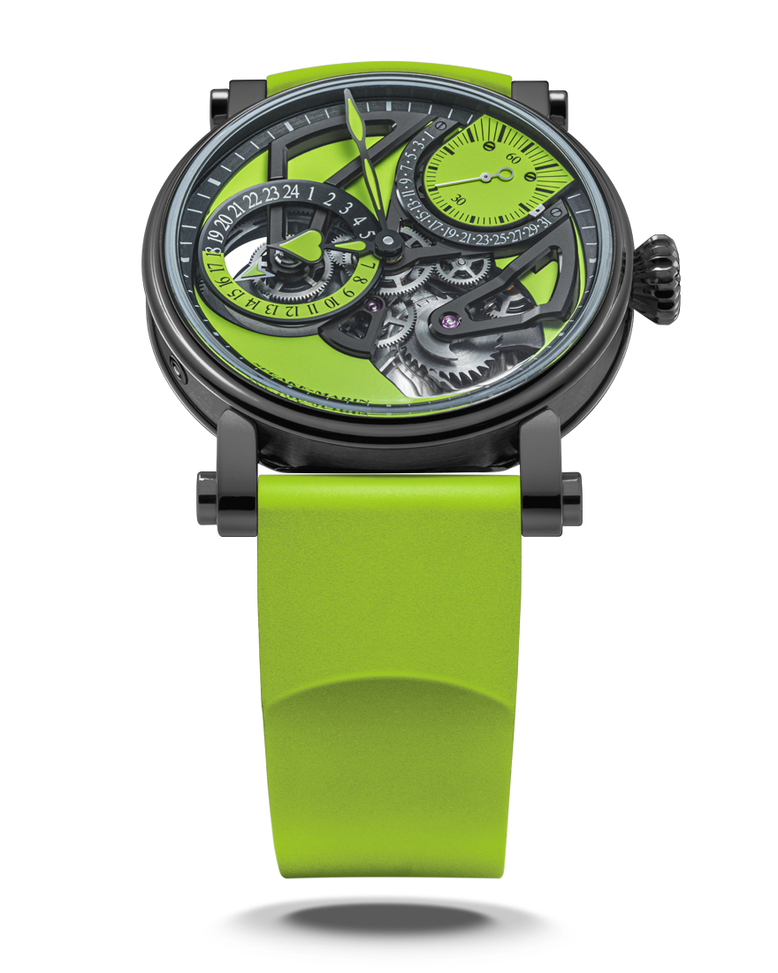 Speake-Marin Openworked Dual Time Lime 38mm (In-stock - Ships Now)