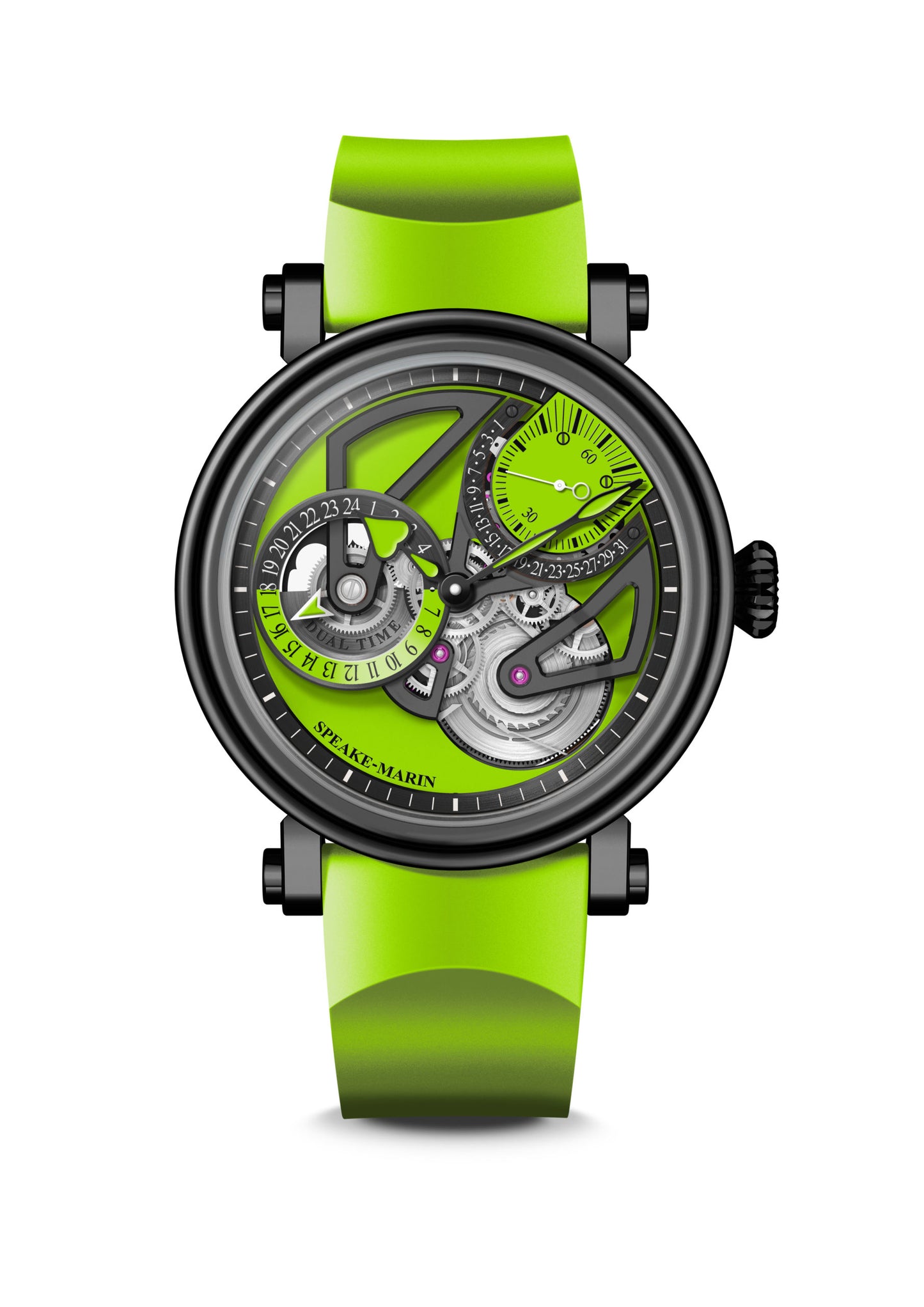 Speake-Marin Openworked Dual Time Lime 38mm (In-stock - Ships Now)