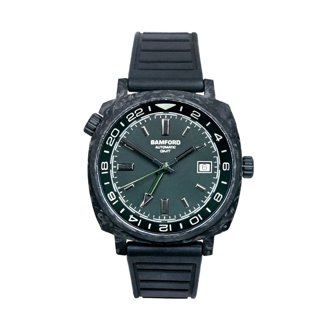 Bamford London GMT Forged Carbon Dark Muted Green with Silver Accents (In-stock - Ships Now)