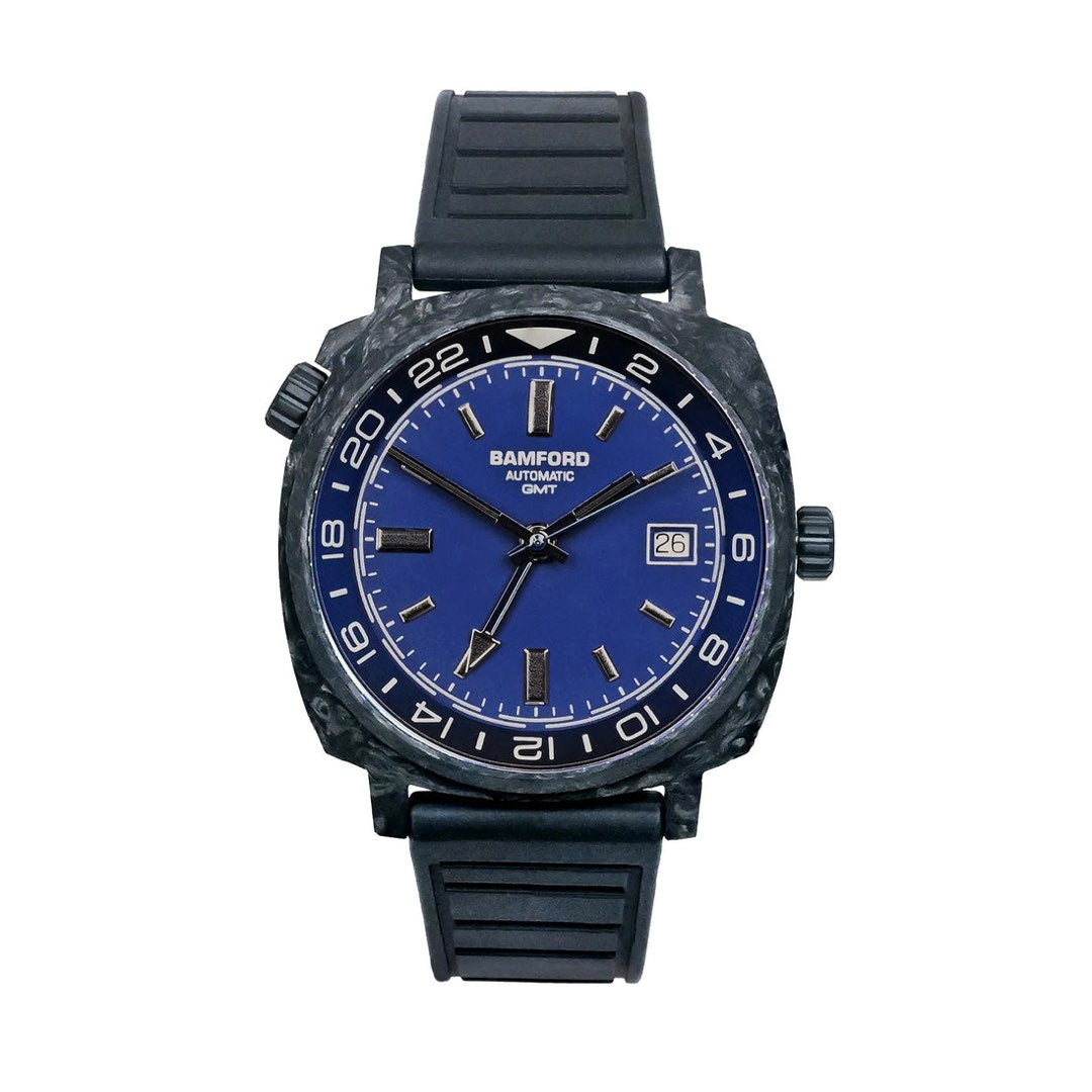 Bamford London GMT Forged Carbon Deep Rich Dark Blue with Silver Accents (In-stock - Ships Now)