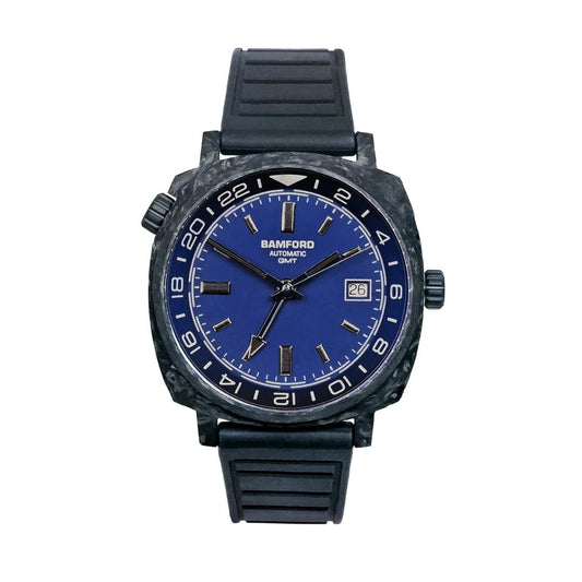 Bamford London GMT Forged Carbon Deep Rich Dark Blue with Silver Accents (In-stock - Ships Now)