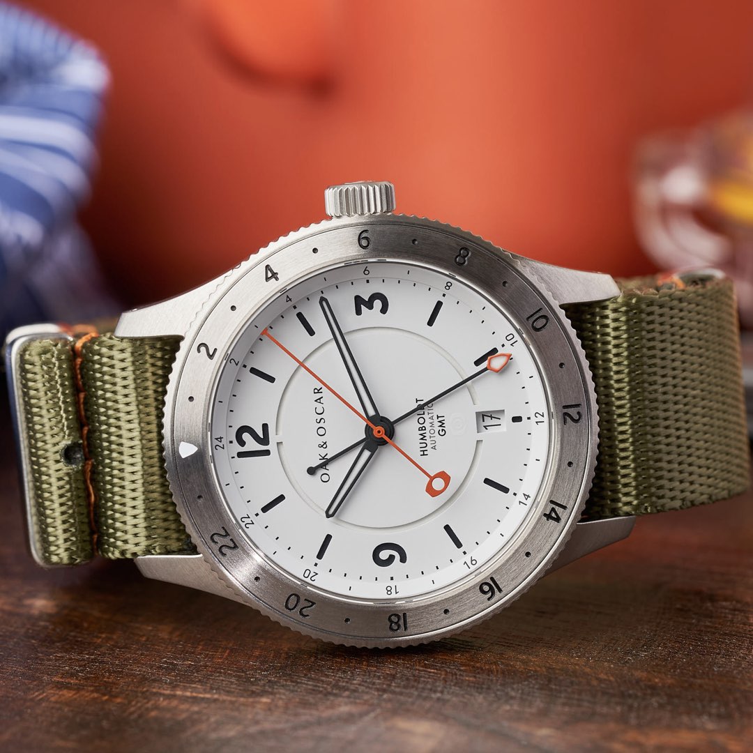 Oak & Oscar Humboldt GMT - White Dial - Stainless Steel Bracelet