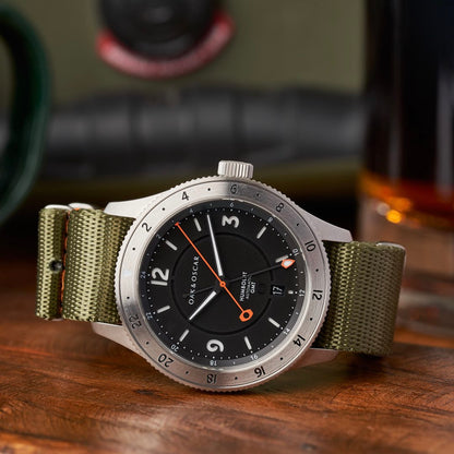 Oak & Oscar Humboldt GMT - Black Dial - Stainless Steel Bracelet
