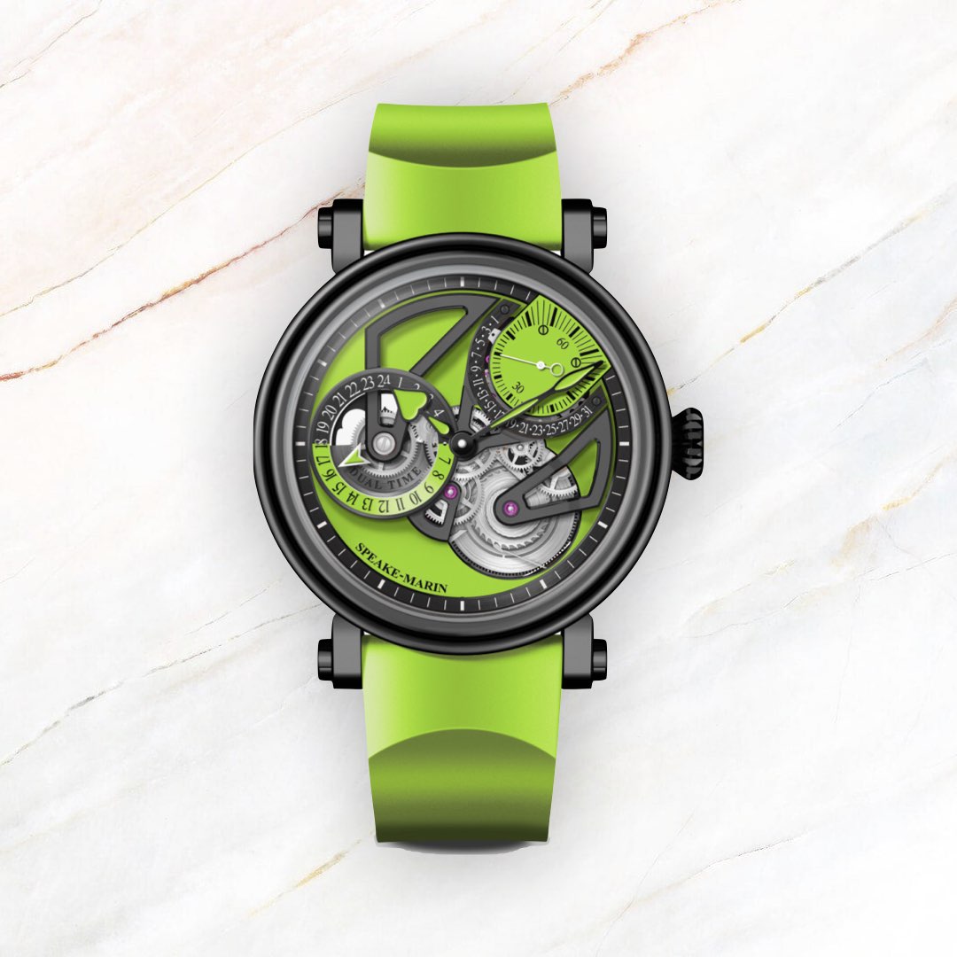 Speake-Marin Openworked Dual Time Lime 42mm (In-stock - Ships Now)