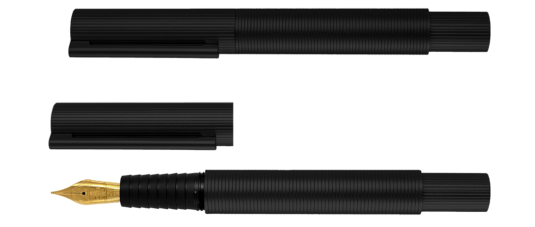 Otto Hutt design08 PVD Black Fountain Pen - 18K Gold Nib (M)