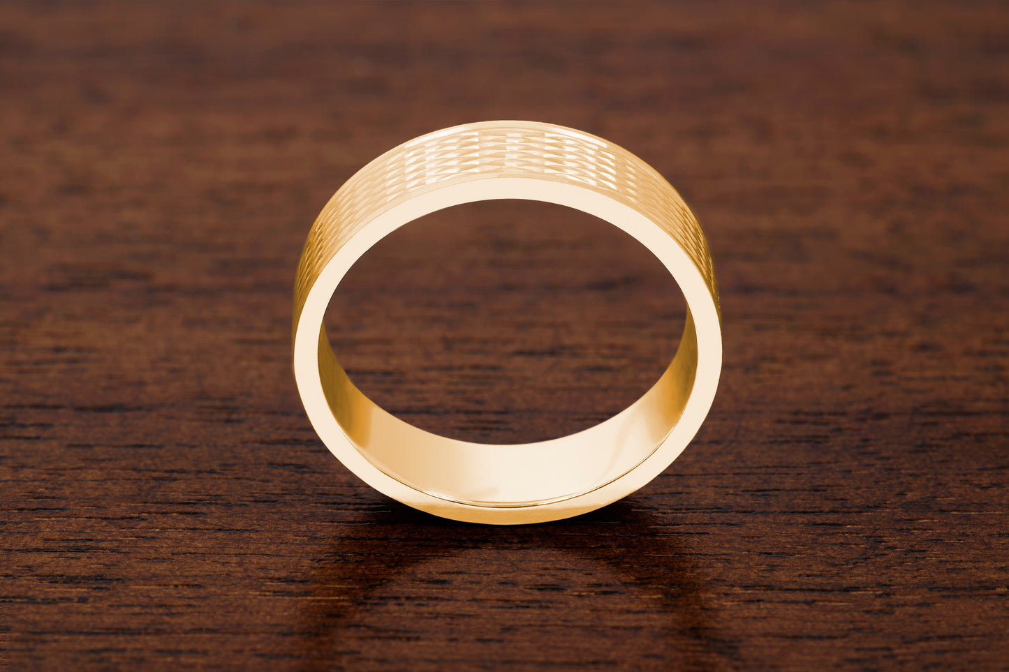 J.N. Shapiro Engine Turned Ring in 18k Yellow Gold