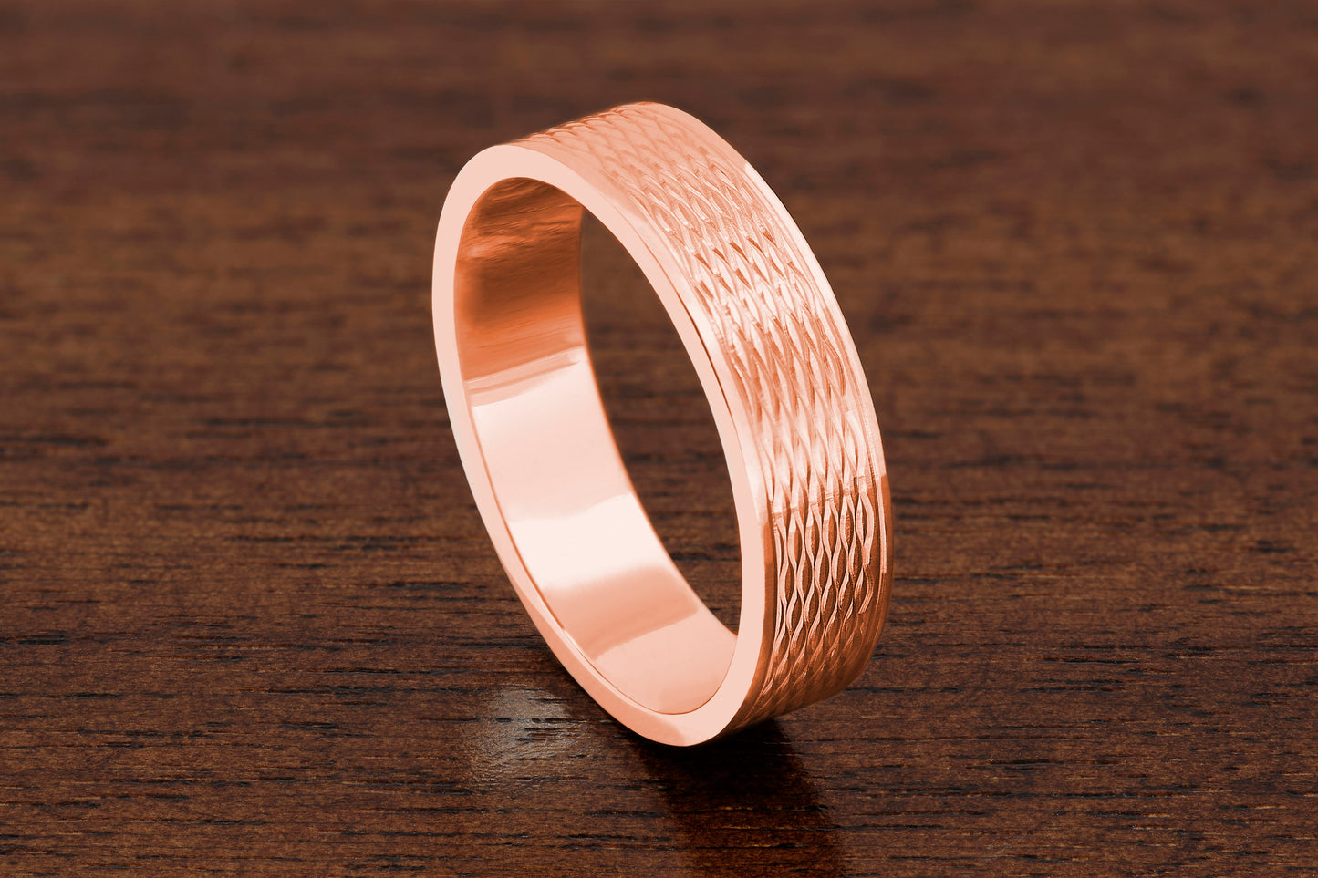 J.N. Shapiro Engine Turned Ring in 18k Rose Gold